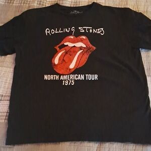 Rolling Stones North American Tour 1975 Black T-Shirt